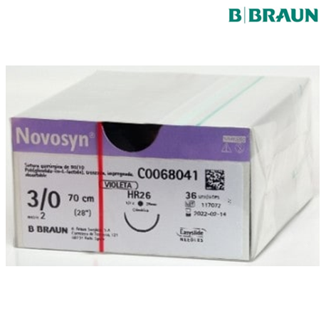 B Braun Novosyn Violet Sutures 3/0 45cm, DS19, 36pcs/box